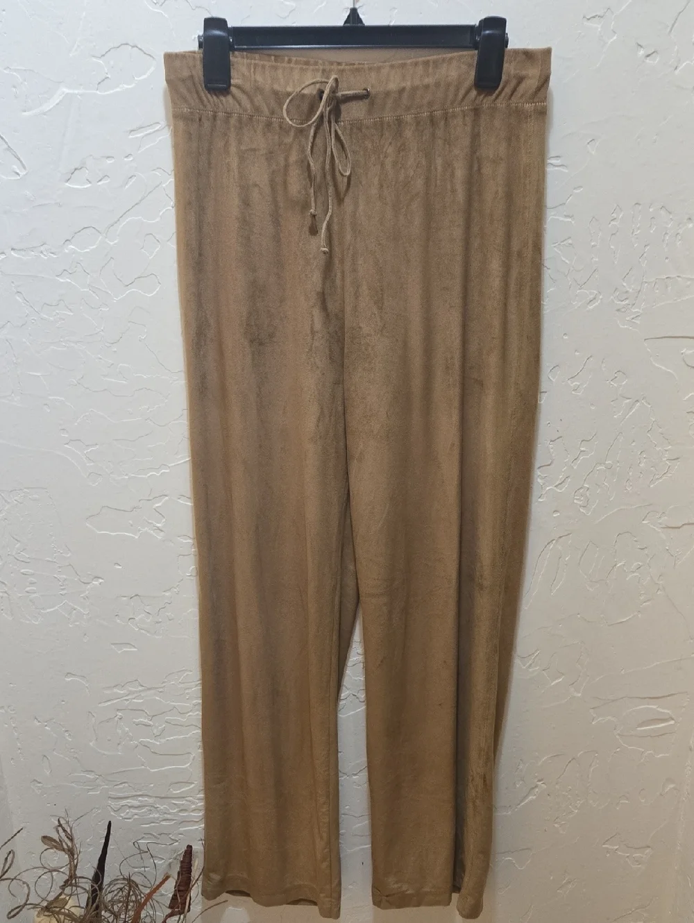 Casual Corner Women's Velour Drawstring Trousers in Camel Brown - Picture 1 of 7